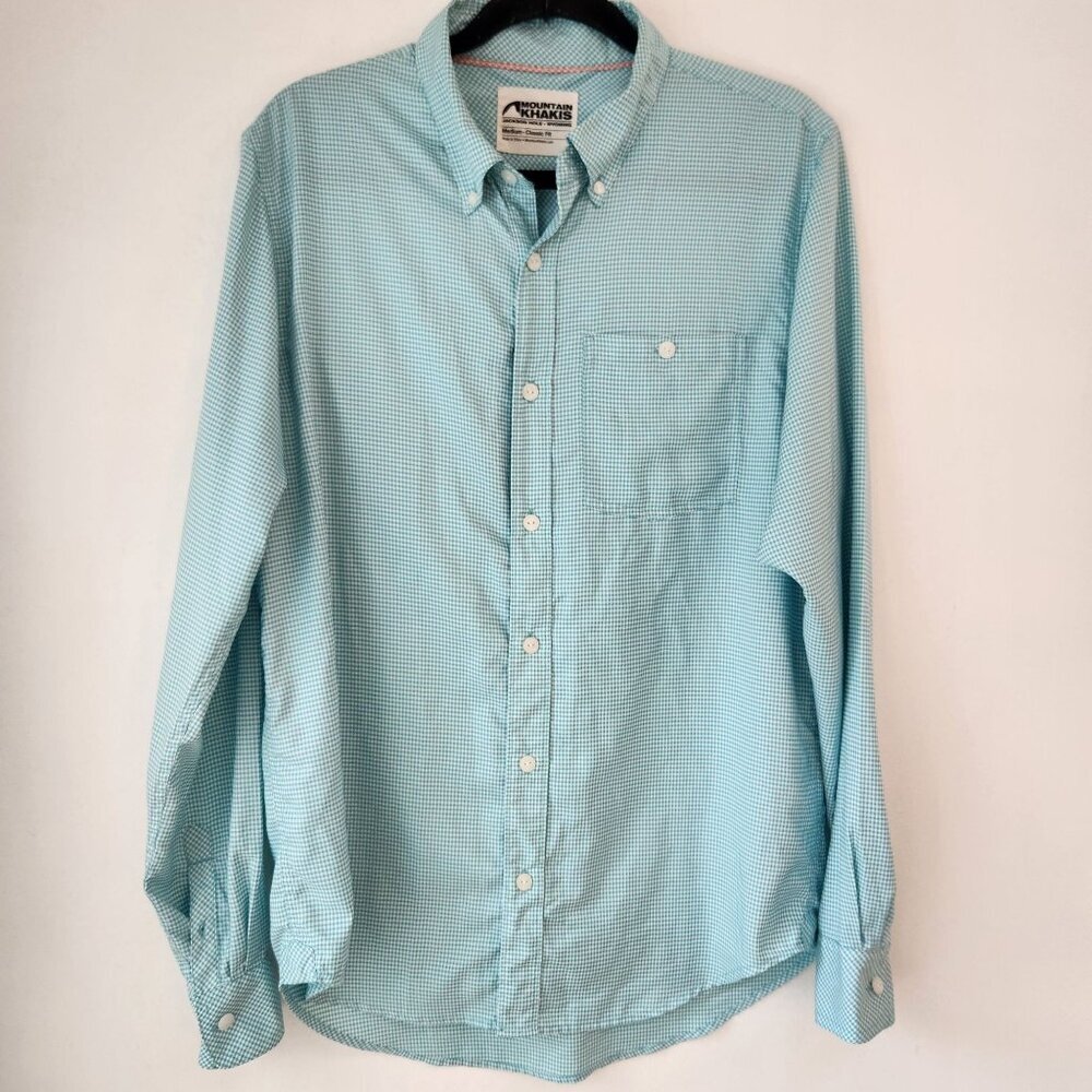 Mountain Khakis Casual Button Down Shirt Long Sleeve Blue Plaid Gingham Men's M